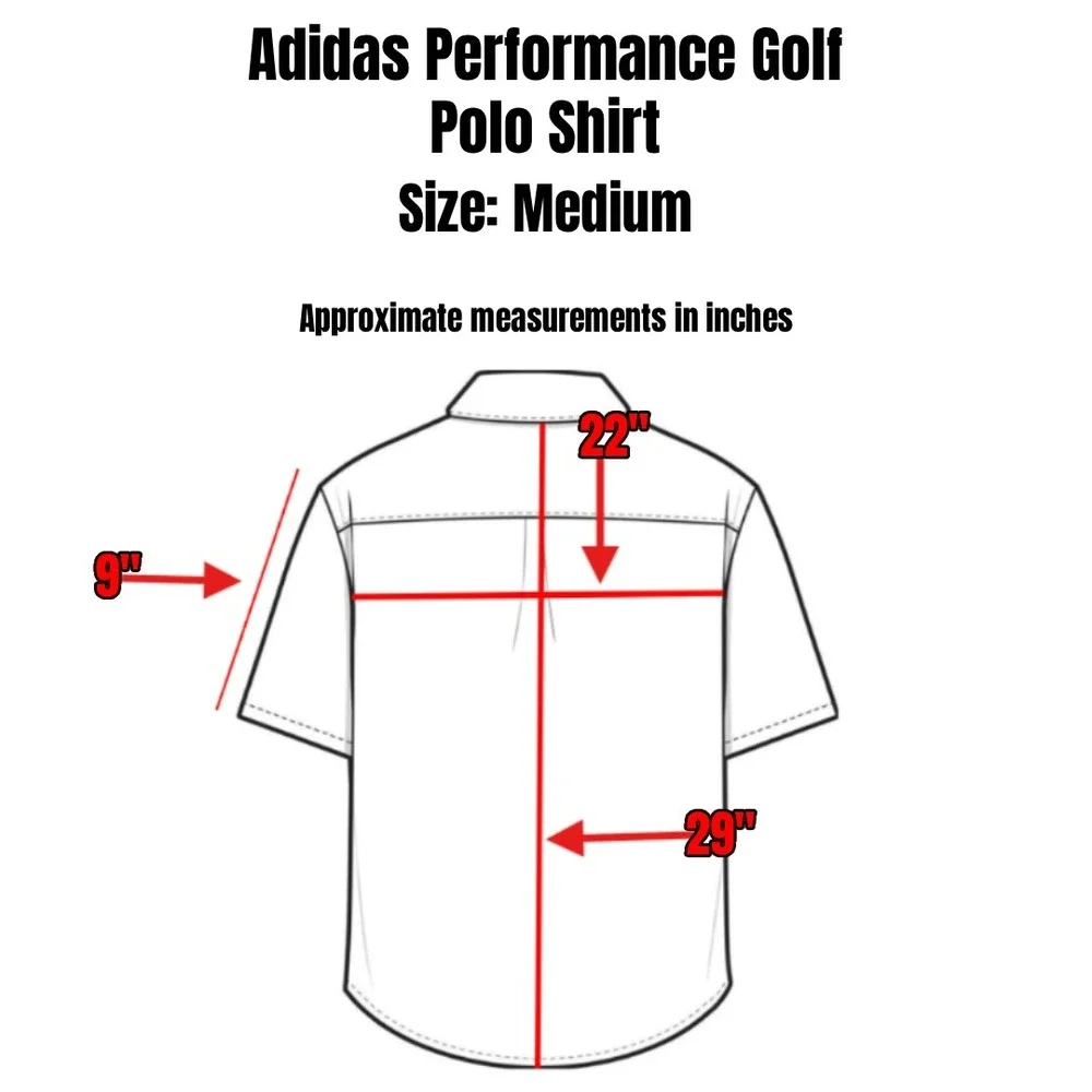 Adidas Performance Golf Polo Shirt Mens Medium Blue‎ PGA Tour Embroidered Logo